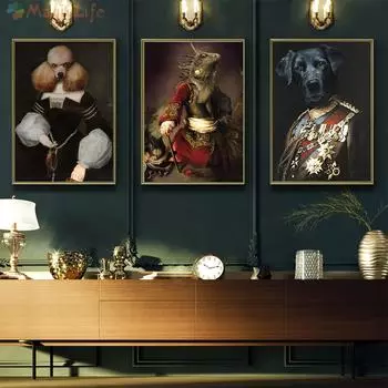 Винтажный постер, настенная живопись, собака, ретро, ностальгия, джентльмен, холст, картина, настенные панно, постеры и принты для гостиной, без рамы 21*30cm