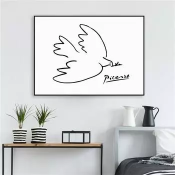 Винтажный постер Пабло Пикассо «Голубь мира», напечатанный на холсте, настенное художественное украшение для гостиной 21cm30cm NoFrame