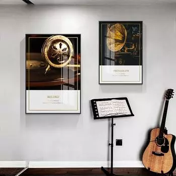 Винтажный постер с музыкальными инструментами, настенная живопись на холсте, Ретро плакаты со скрипкой и принтами, настенные панно для гостиной 21x30cm No Frame