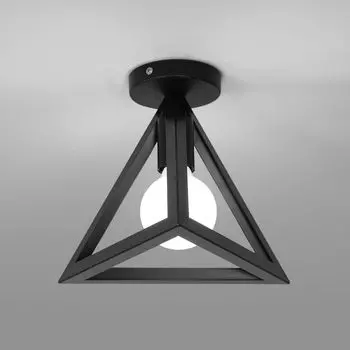Винтажный потолочный светильник с геометрическим рисунком, металлический треугольный кулон E27, внутренний потолочный светильник для спальни, гостиной, столовой, 25 см