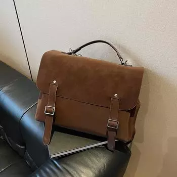 Винтажный повседневный рюкзак большой емкости для женщин, зимняя сумка через плечо в стиле колледжа для работы и поездок на работу 30*10*26 коричневый