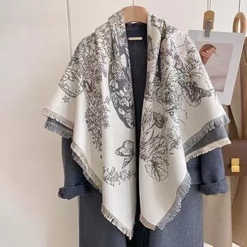 Винтажный принт бабочка квадратный шарф шарф женский элитный подарок мода наружное украшение шаль осень 130*130 красный