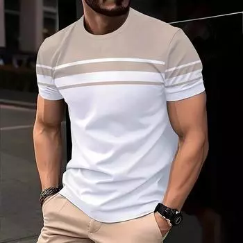 Винтажный принт Летние мужские футболки 3D Топы Короткие футболки с круглым вырезом Мужская свободная футболка-пуловер Высококачественная трендовая одежда S