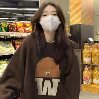 Винтажный принт с буквами О-образный вырез с длинным рукавом толстовка весна осень мода женские толстовки тонкие толстовки повседневные свободные женские пуловеры унисекс топы M белый