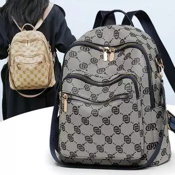 Винтажный принтованный маленький рюкзак женский рюкзак дорожная сумка синий