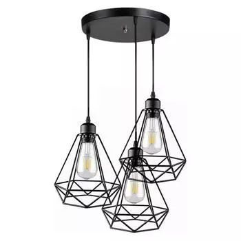 Винтажный промышленный подвесной светильник, металлический потолочный светильник, подвесной светильник в виде клетки для кухни, островного стола, столовой No Bulb