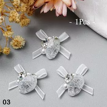 Винтажный простой галстук 3D-подвеска для ногтей бант бабочка лента бриллиантовое сердце любовь нейл-арт украшение