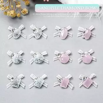 Винтажный простой галстук 3D-подвеска для ногтей бант бабочка лента бриллиантовое сердце любовь нейл-арт украшение