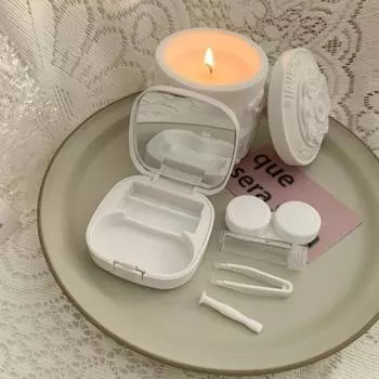 Винтажный простой однотонный футляр для контактных линз, портативный мини-бокс для контактных линз для девочек, дорожный набор для зрачков