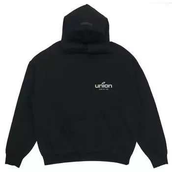 Винтажный пуловер Fear of God Essentials X Union LA FW21, винтажный пуловер с капюшоном на флисовой подкладке, топы унисекс, черный FOG-FW21-096 S