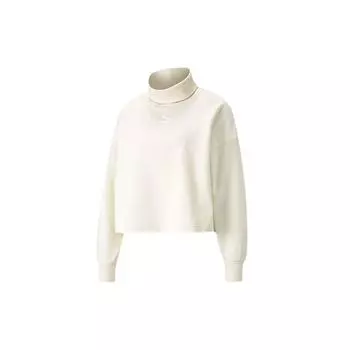 Винтажный пуловер Puma Classics с вышитым логотипом и высоким воротом, женские топы цвета слоновой кости 534145-73 L