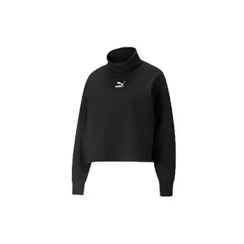 Винтажный пуловер с высоким воротом и вышитым логотипом Puma Classics, женские топы, черный 534145-01 M