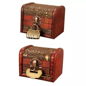 Винтажный ящик для хранения ювелирных изделий с гравировкой, держатель для сокровищ, органайзер с замком Combination Lock