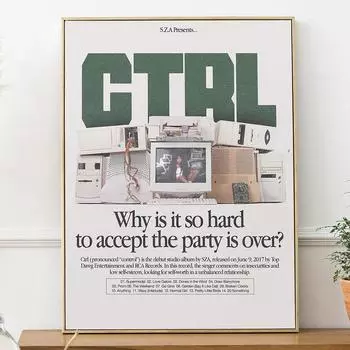 Винтажный рэпер, скандинавский поп-постер, хип-хоп-альбом, обложка музыкального певца SZA CTRL Records, холст, картина, настенное искусство, декор для спальни девушки 21x30cm No Framed