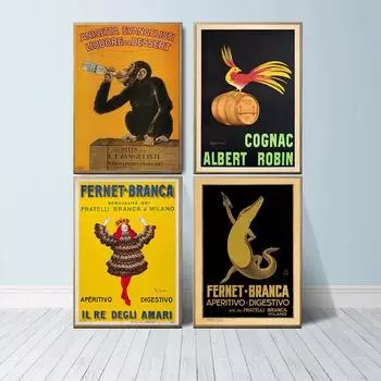 Винтажный рекламный принт пива, постер с едой и напитками, французский алкогольный настенный художественный холст, картина для кухни, бара, клуба, украшение 21x30cm No Framed белый