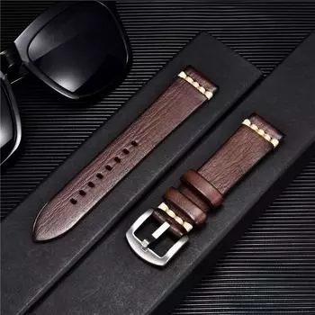 Винтажный ремешок для часов из натуральной кожи с морщинами, мужской ремешок для часов 18 мм, 20 мм, 22 мм, 24 мм, ремешки на запястье, браслеты, аксессуары для часов 20mm