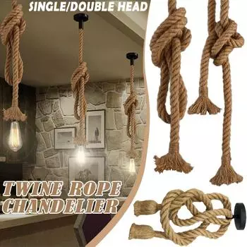 Винтажный Ретро Промышленный Лофт Держатель Пеньковой Веревки Потолочный Подвесной Светильник Лампа Кафе Ресторан Ретро Люстра A-1M