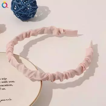 Винтажный Ретро Сатиновый Плиссированный Ободок для Волос Женский Милый Простой Ободок Тканевый Универсальный Резинка для Волос Девочки Обруч Головной Убор Аксессуары для Волос