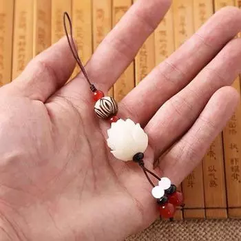 Винтажный резной брелок для ключей в виде цветка лотоса Бодхи ручной работы для женщин и мужчин, деревянные украшения, подвески, простые бисерные брелки красный