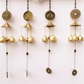 Винтажный резной колокольчик для ветряных колокольчиков, медный садовый декор, ветряной колокольчик, подвесной домашний храмовый орнамент в китайском стиле