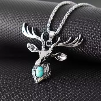 Винтажный Рождественский кулон в стиле поп-музыки для мужчин с инкрустацией бирюзой для подарка семье и друзьям на праздник серебряный