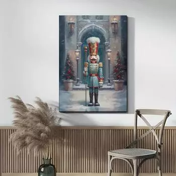 Винтажный рождественский постер без рамки настенный художественный холст постер Санта сосна снеговики S