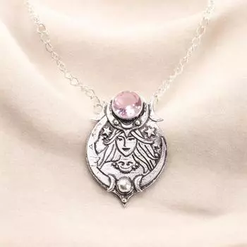 Винтажный розовый морганит серебро 925 пробы ручной работы уникальный ювелирный кулон CP-22-10