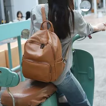 Винтажный рюкзак для путешествий из натуральной кожи, женская школьная сумка в стиле колледжа из коровьей кожи чёрный