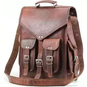 Винтажный рюкзак из козьей кожи коричневого цвета, сумка через плечо для ноутбука 15 x 11 x 4 in коричневый