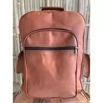 Винтажный рюкзак из козьей кожи, настоящая сумка-портфель из настоящего ноутбука [Поход] 16 x 12 x 4 in коричневый