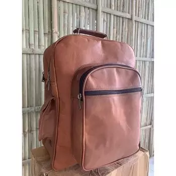 Винтажный рюкзак из козьей кожи, сумка-мессенджер, настоящая сумка для ноутбука 16 x 12 x 4 in коричневый