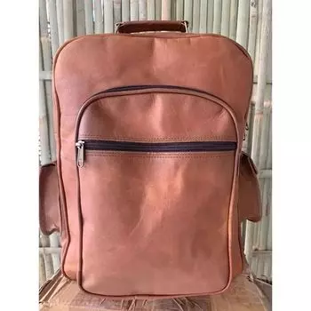 Винтажный рюкзак из козьей кожи, сумка-мессенджер, настоящая сумка для ноутбука 16 x 12 x 4 in коричневый