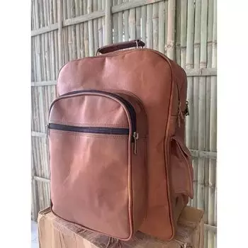 Винтажный рюкзак из козьей кожи, сумка-мессенджер, настоящая сумка для ноутбука 16 x 12 x 4 in коричневый