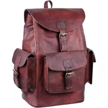 Винтажный рюкзак из натуральной кожи для мужчин и женщин, мужской классический рюкзак на плечо в стиле ретро, кожаные дорожные сумки для колледжа 16x9x7 коричневый