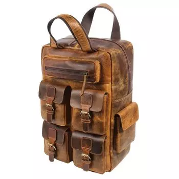 Винтажный рюкзак ручной работы из 100% чистой кожи буйвола, дорожная сумка для колледжа 18 x 12 x 6 in коричневый