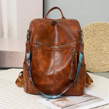 Винтажный рюкзак женский мягкий кожаный женская сумка на плечо дамский дорожный рюкзак большой емкости Dayback Bookbag для девочки