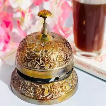 Винтажный ржавый настольный звонок с твердым декором, декоративный звонок для офиса отеля, школьный звонок, старинный звонок, звонок в стиле ретро, настольный звонок ручной работы