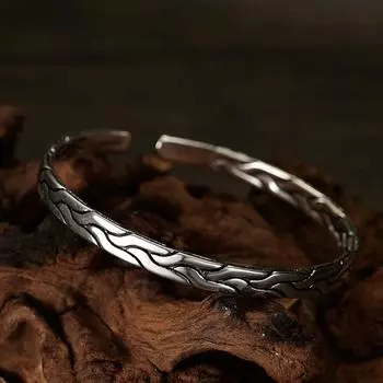 Винтажный серебряный браслет с жареным тестом, женский открытие, новый переплетенный серебряный браслет с любовью Adjustable size