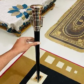 Винтажный серебряный латунный телескоп, рукоятка, трость для ходьбы в викторианском стиле, деревянная M