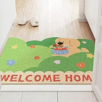 Винтажный Шелковый коврик для пола в виде собаки, входная дверь, коврик для пыли, коврик для аренды дома в мультяшной комнате 40 * 60CM [Crystal velvet cannot be cut]