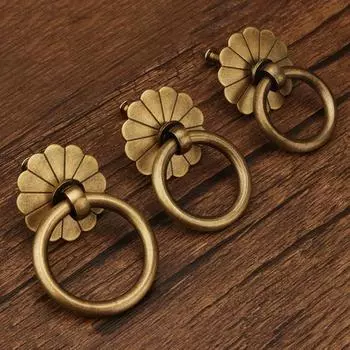 Винтажный шкаф, комод, ящик с одним отверстием, круглая кольцевая ручка, мебельная дверная ручка