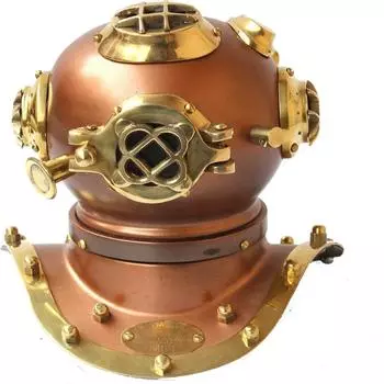 Винтажный шлем для дайвинга Marine Divers, миниатюра, рождественская открытка ВМС США, 8 дюймов, медная отделка как