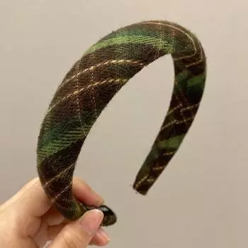 Винтажный шлифованный клетчатый тканевый ободок для волос с губкой шириной 3 см для женщин и девочек, для повседневного наряда, для шопинга, для пресса, аксессуары для волос