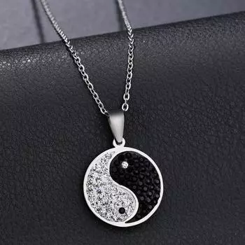 Винтажный символ Инь-Ян, блестящее мужское и женское ожерелье, ювелирное изделие, подарок