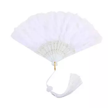 Винтажный складной веер из перьев, кружево, китайские веера для рукоделия, танцевальный веер, можно сделать своими руками веер из перьев, украшение для дома One Size белый