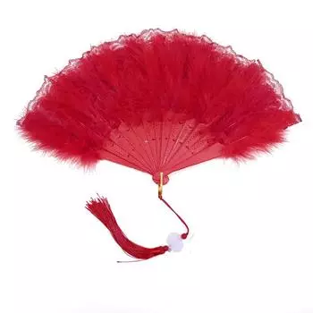 Винтажный складной веер из перьев, кружево, китайские веера для рукоделия, танцевальный веер, можно сделать своими руками веер из перьев, украшение для дома