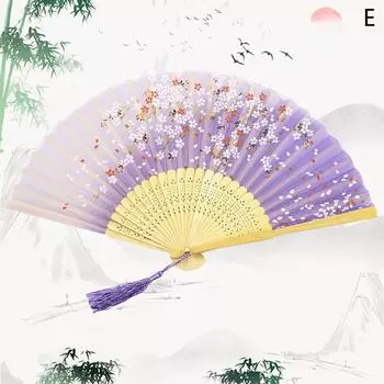 Винтажный складной веер в китайском стиле, бамбуковый ручной веер, классический классический деревянный хвостовик E