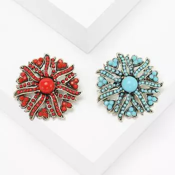 Винтажный сплав Подсолнух Турецкая синяя брошь Модная персонализированная брошь-булавка Аксессуары