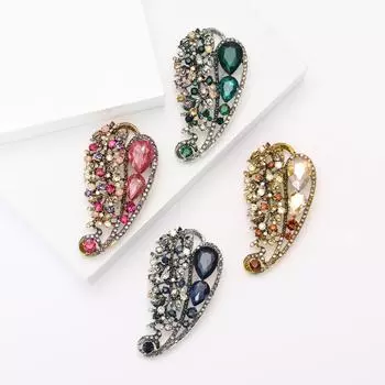 Винтажный сплав полые стразы лист брошь мода высокого класса женский костюм кардиган корсаж ювелирные изделия булавка