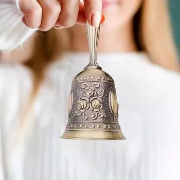 Винтажный сплошной басовый ручной колокольчик, сверхгромкий, прочный, металлический, школьный, классный, учительский, ручной колокольчик, свадебный, рождественский, обеденный, звонок G